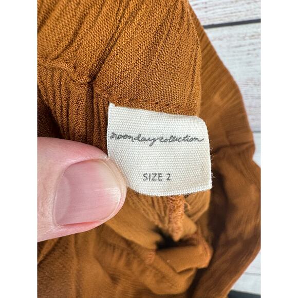 Everyday Collection Crepe Wide Leg Pants Womens 2 Brown Tie Waist Pockets - Picture 6 of 10